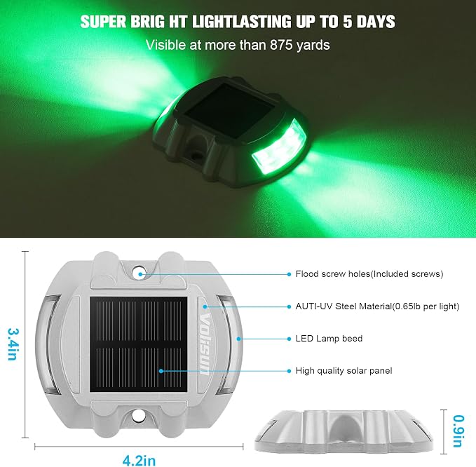 VOLISUN Christmas Solar Deck Lights Driveway Dock Lights, Auto On/Off - Image 2