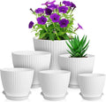 7/6.2/5.5/5/4.5/4 inch Plant Pots, 6 Pack Flower Pots by Meowell