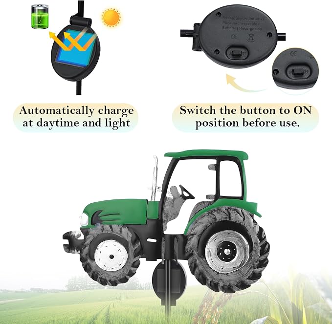 Solar Tractor Light Metal Yard Stake Solar Powered Light Up Metal Tractor - Image 6