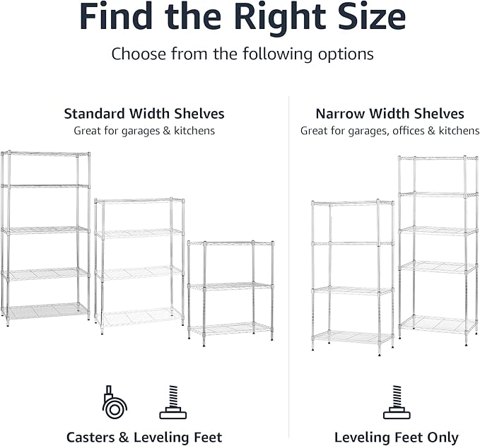 Amazon Basics 4-Shelf Adjustable Heavy Duty Steel Wire Rack Storage Shelving - Image 6