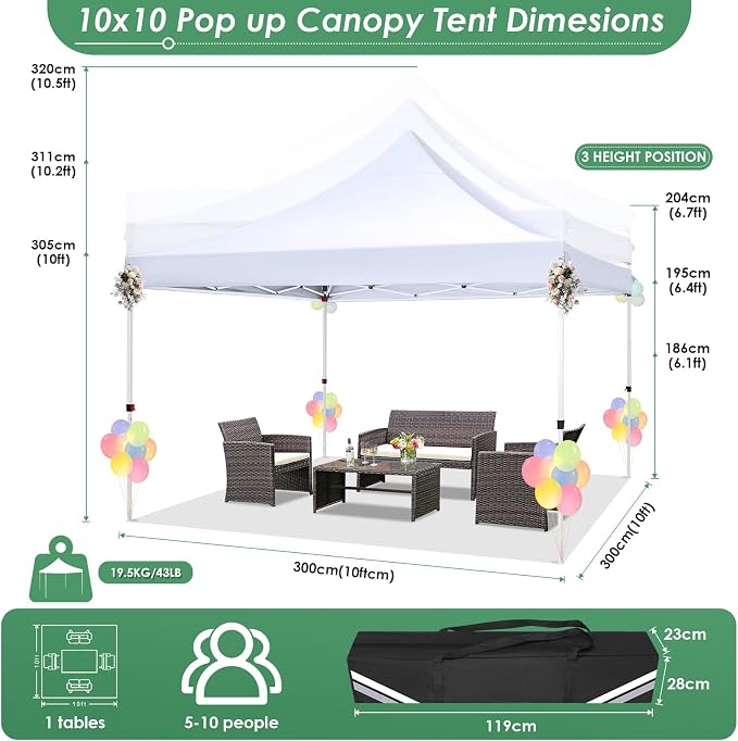 COBIZI Canopy 10x10 Pop Up Canopy Tent - Image 2