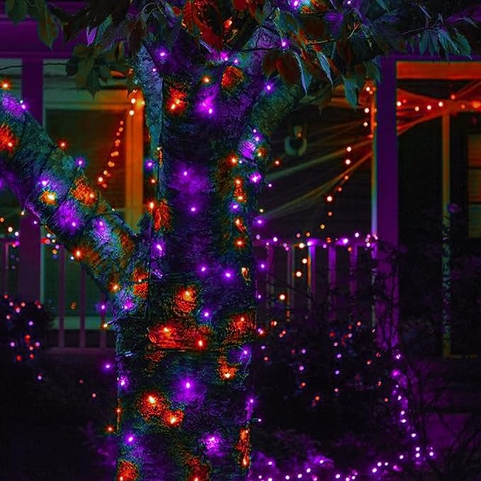 Purple and Orange Solar Halloween Lights Outdoor, Total 80 FT 240 LED Solar - Image 6