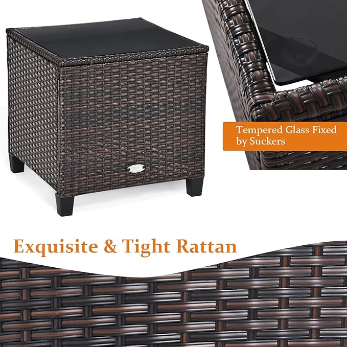 Tangkula 3 Pieces Patio Furniture Set, PE Rattan Wicker 3 Pcs Outdoor Sofa Set - Image 5