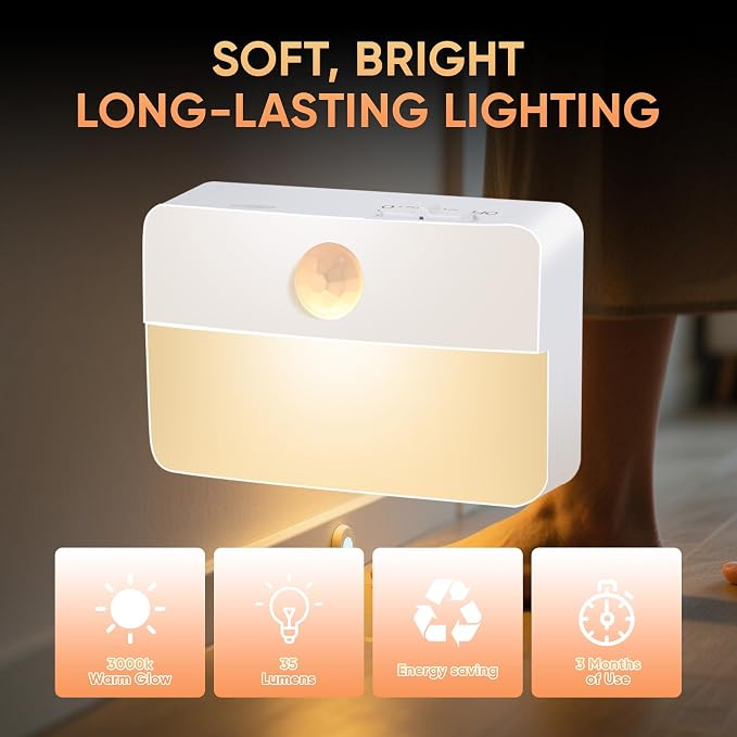 Motion Sensor Night Light for Indoor: 6 Pack Rechargeable Stair Lights LED 35 - Image 6