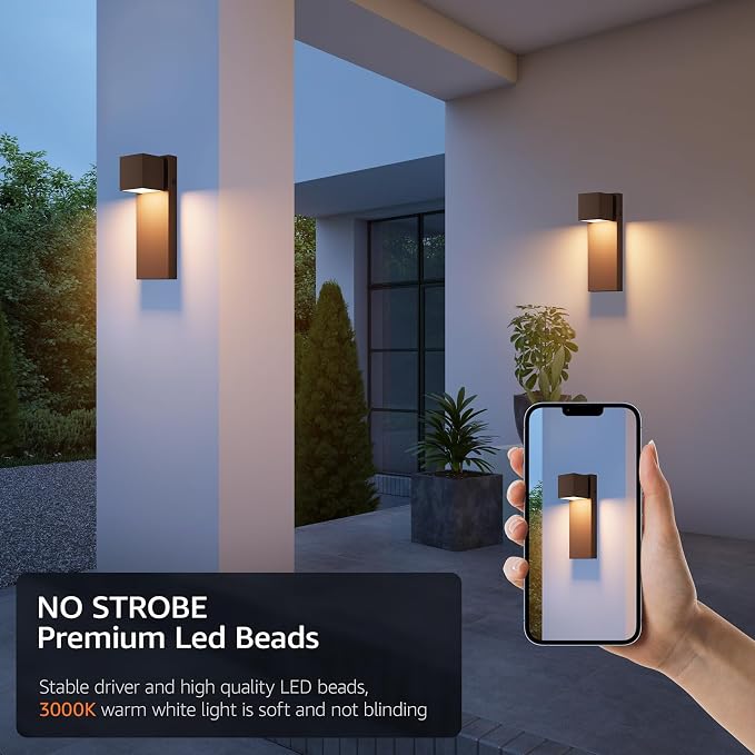 4 Pack 13" Modern Outdoor Led Wall Light, 16W 3000K 1200Lumen Porch & Patio - Image 6