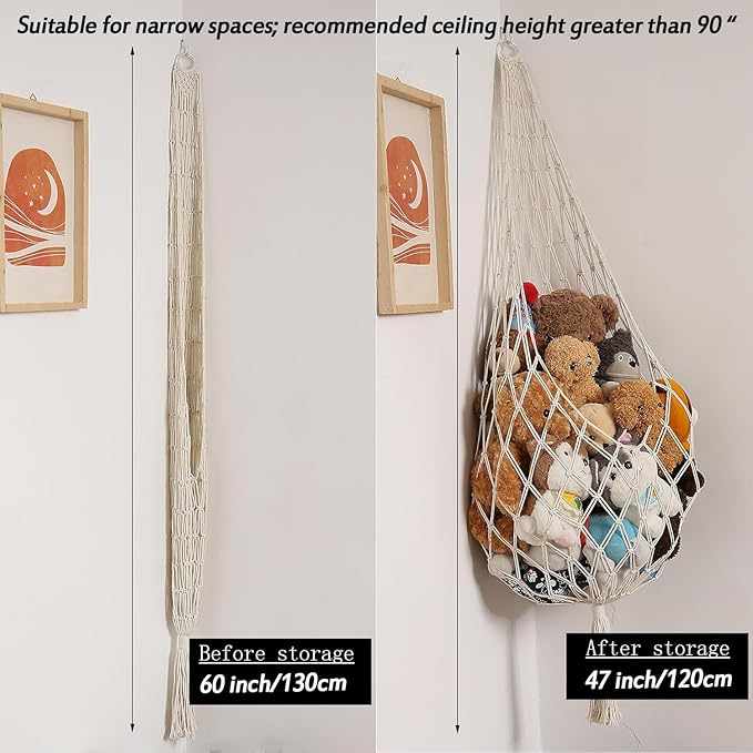 Stuffed Animal Storage Organizers Corner Hanging Ne 60" L Stuffy Animal Hammock - Image 3