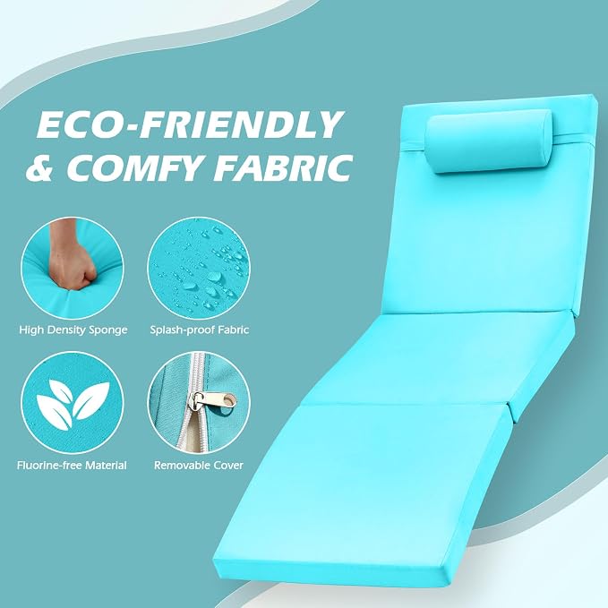 Chaise Lounge Chairs Outdoor Set of 6, Comfy Outside Wicker Patio Pool Lounge - Image 3