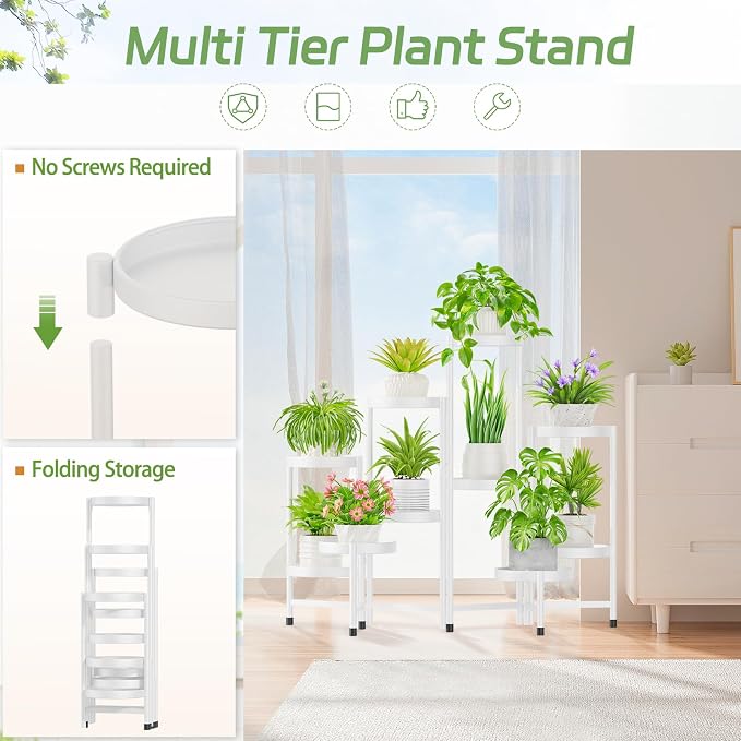iDavosic.ly Plant Stand Indoor Outdoor, 10 Tier Corner Metal Flower Display - Image 4