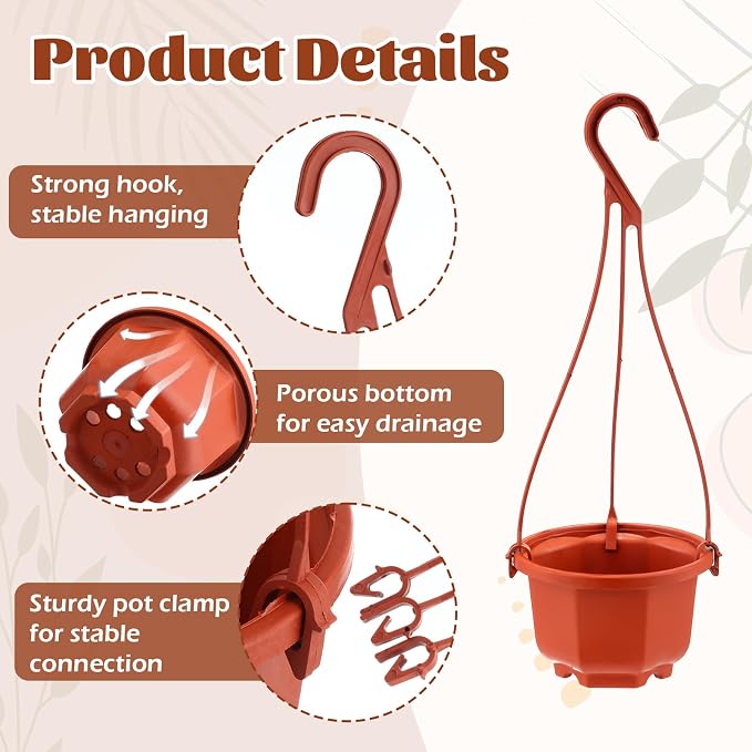 Roshtia 50 Pcs 3.7 inch Plastic Hanging Plant Pots - Image 3