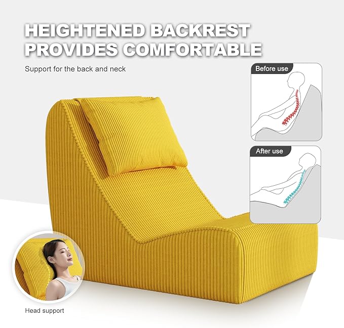 Giant Bean Bag Chair for Adults, Corduroy Chaise Lounge - Image 5