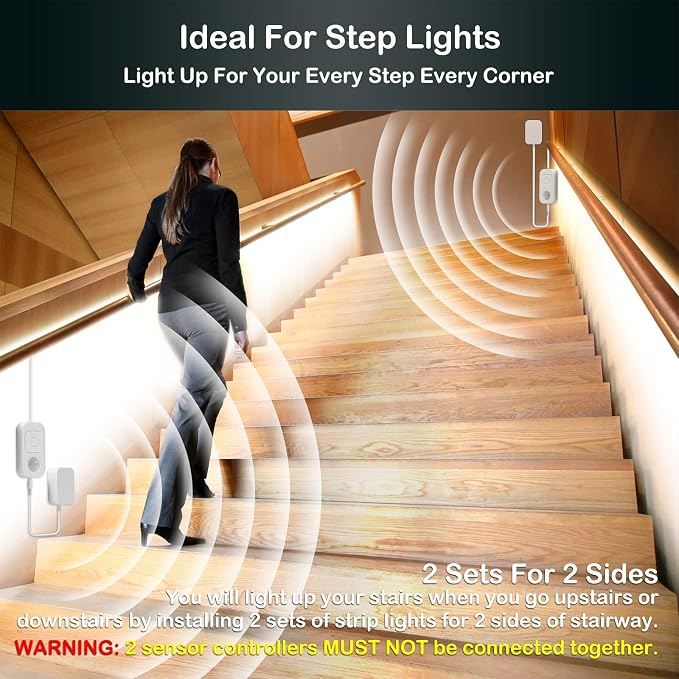 Motion Sensor Lights Indoor Plug-in LED Step Lights Strip - Image 3