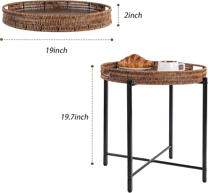 19in Round Rattan Side Table - Image 3
