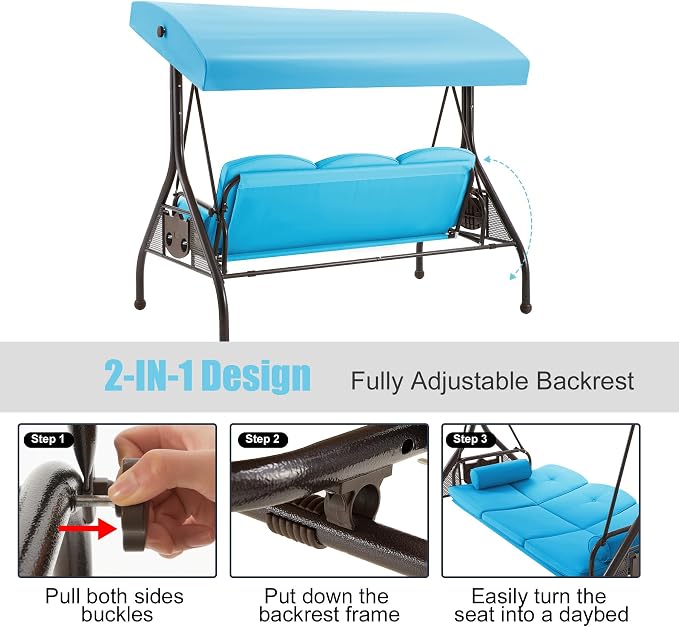 GYUTEI 3-Seat Outdoor Patio Swing - Image 4