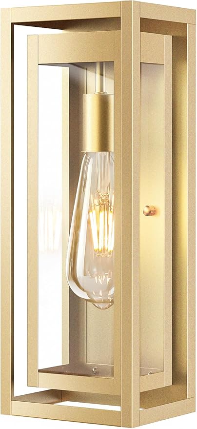 15" Large Gold Outdoor Light Fixture Wall Mount, Waterproof Outdoor Sconces by Slypadan