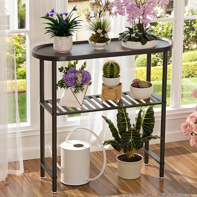 Narrow Hallway Table for Entryway, Small Console Table Black 30.7", Bamboo by Atoping