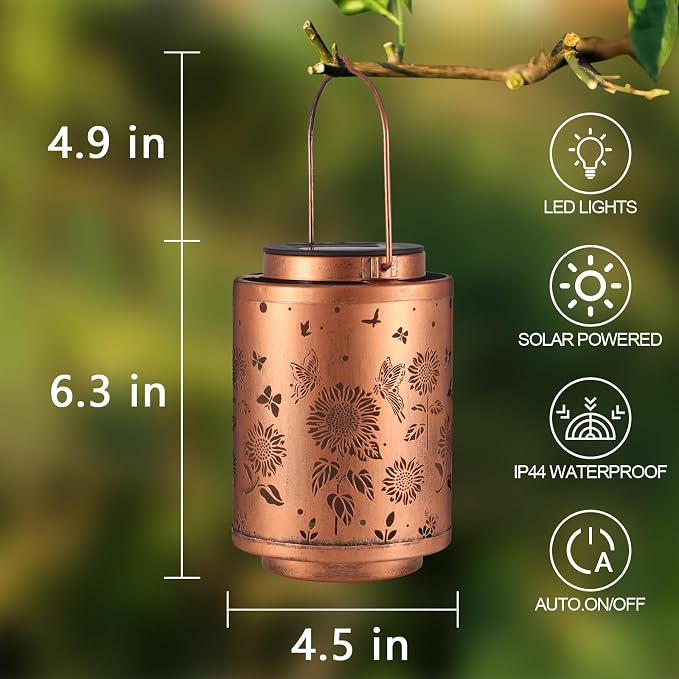 Solar Outdoor Lanterns, Butterflies Garden Decor LED Light Hanging Waterproof - Image 6