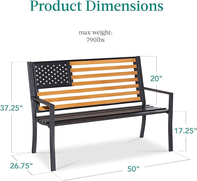 Best Choice Products Outdoor Bench 2-Person Steel Indoor/Outdoor Bench - Image 2