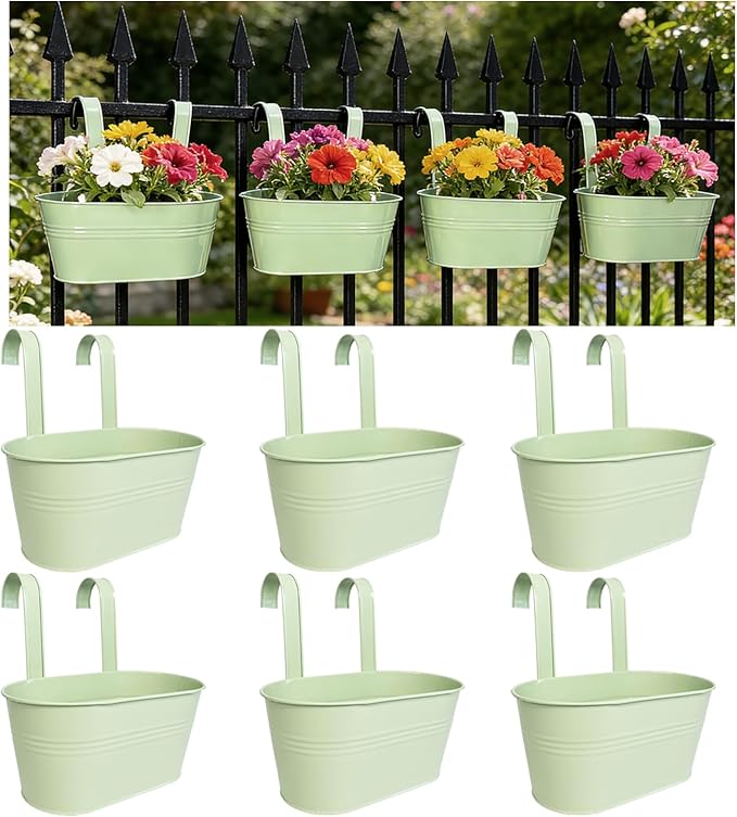 Balcony Hanging Planters Flower Pots, Fence Pot Hanging Plant Holders by JOYFERNAL