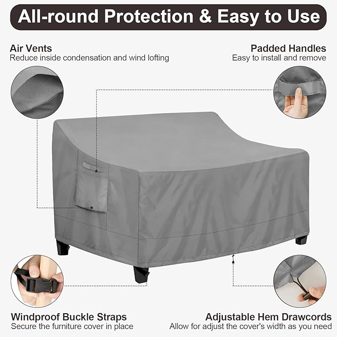 PureFit Outdoor Couch Cover Waterproof Patio Sofa Furniture Covers, 2-Seater - Image 5