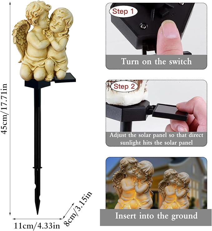 Solar Garden Angel Lights, Waterproof Outdoor Garden Angels Statue Decorations - Image 4