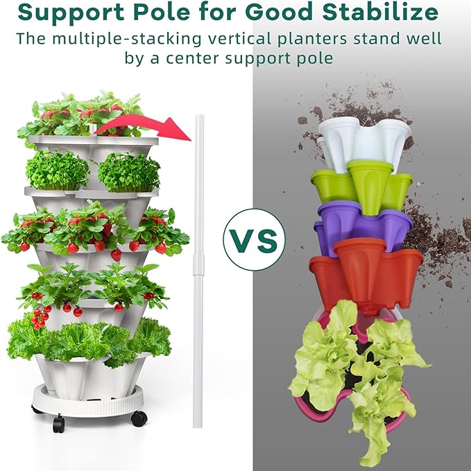 7 Tiered Strawberry Vertical Planter 2 Pack, Stackable Tower Garden Planter - Image 8