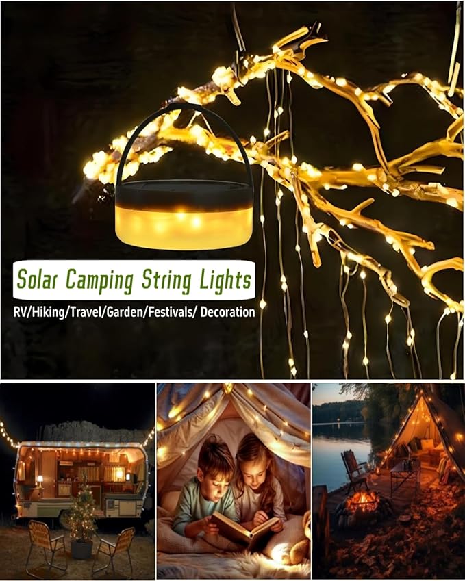Solar Camping String Lights, 39.4 FT Fairy String Light, 4 in 1 Portable - Image 5