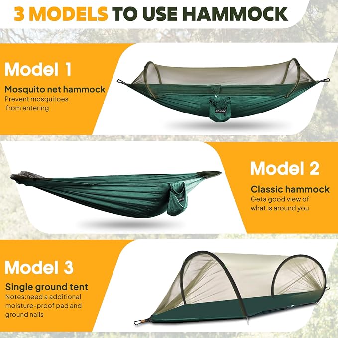 Chihee Ultra-Light Travel Camping Hammock Pop-up Net Hammock 660lbs Load - Image 4
