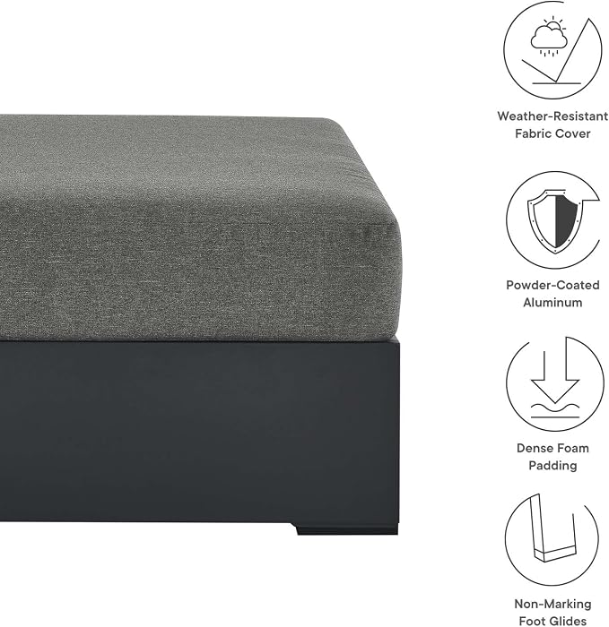 Modway Tahoe Aluminum Ottoman in Gray Charcoal - Image 7