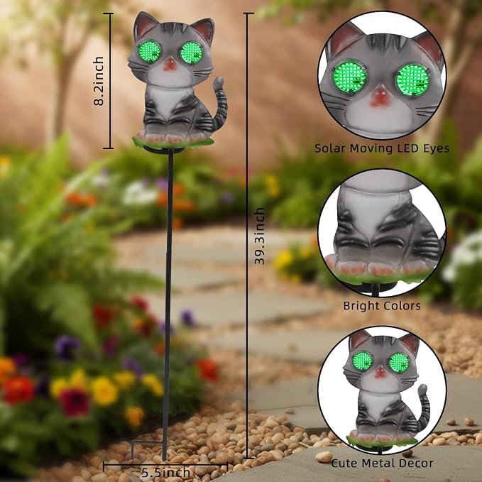 Cat Solar Garden Stakes 39.3inch - Image 2