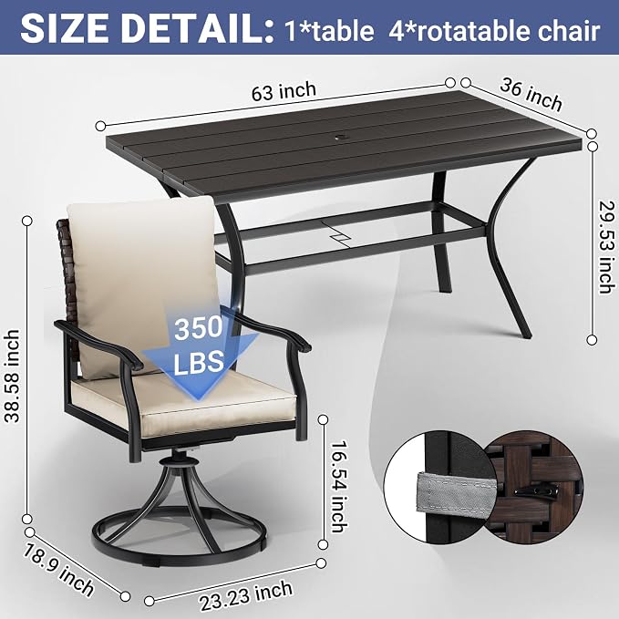 LEVELEVE 7 Piece Outdoor Patio Dining Set - Image 5