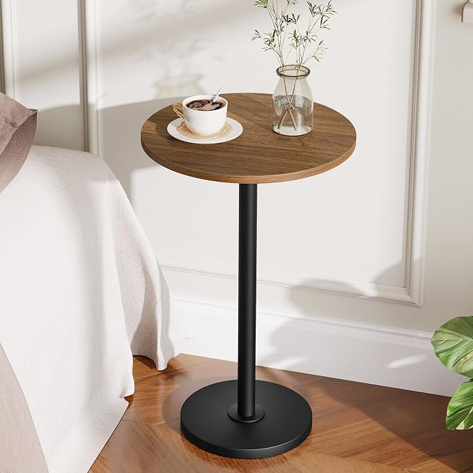 Round Side End Table for Small Spaces, Pedestal Style Martini Drink Side Table - Image 7