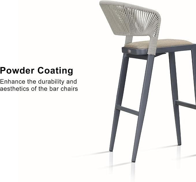 PURPLE LEAF Bar Stool Set of 2 Outdoor Bar Chairs - Image 7
