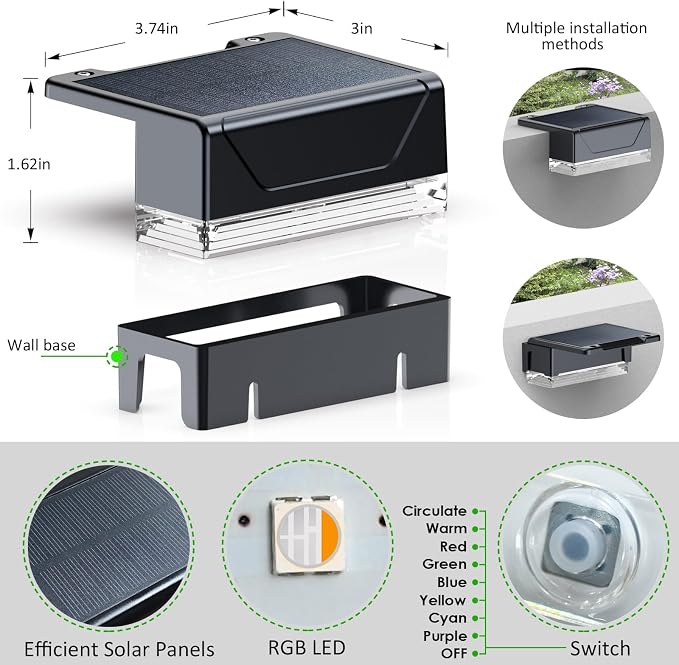 8PK Solar Fence Lights Outdoor - Image 5