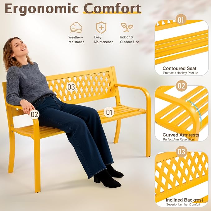 Outvita Outdoor Bench, Patio Bench - Image 6