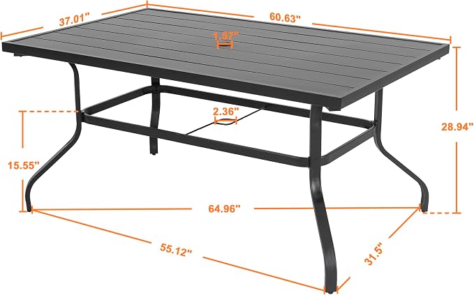 NUU GARDEN Outdoor 61" x 37" Rectangle Dining Table - Image 2