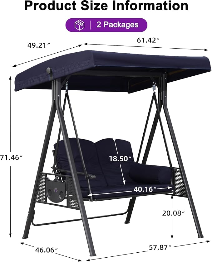 PURPLE LEAF Outdoor Patio Porch Swing - Image 9