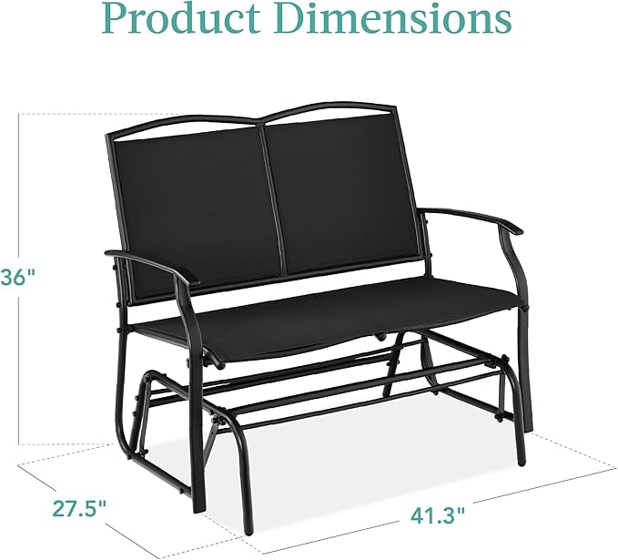 Best Choice Products 2-Person Outdoor Patio Swing Glider Steel Bench Loveseat - Image 3