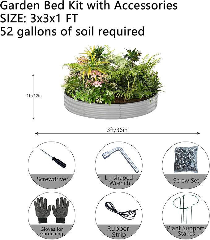 Galvanized Planter Outdoor Galvanized Metal Planter Round Raised Garden Bed Kit - Image 2