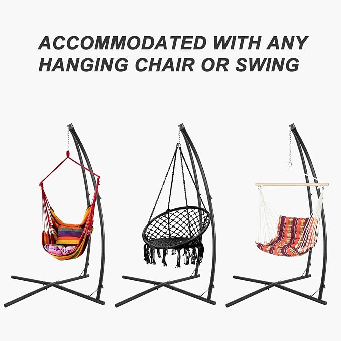 LAZZO C-Type Hammock Chair Stand, Heavy Duty Steel Solid Hammock Rack Stand - Image 6