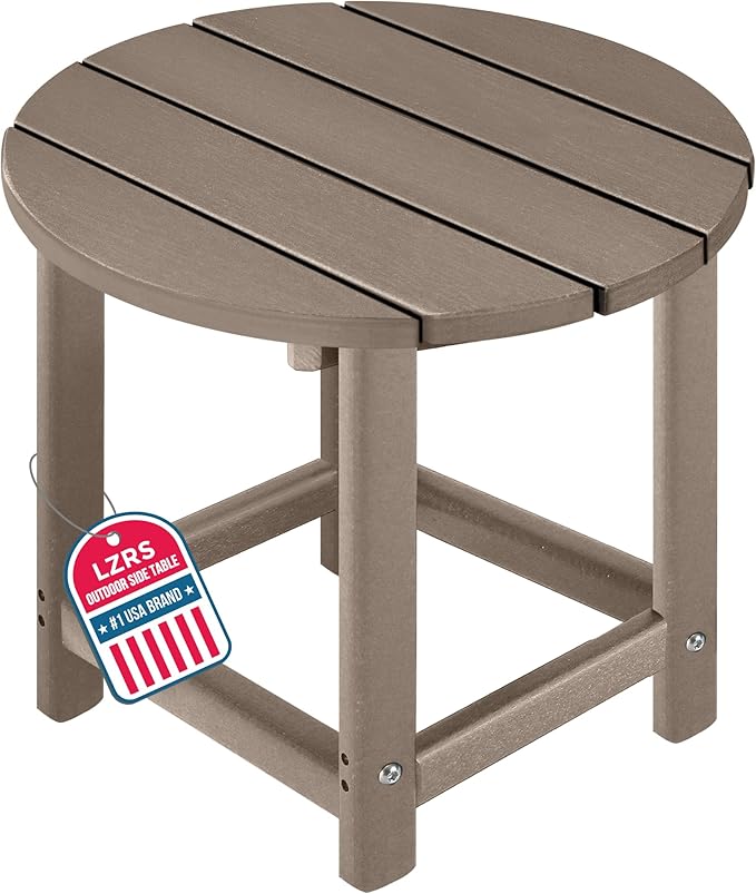 LZRS Round Adirondack Patio Side Table End Table, Outdoor Side Tables by LZRSPET