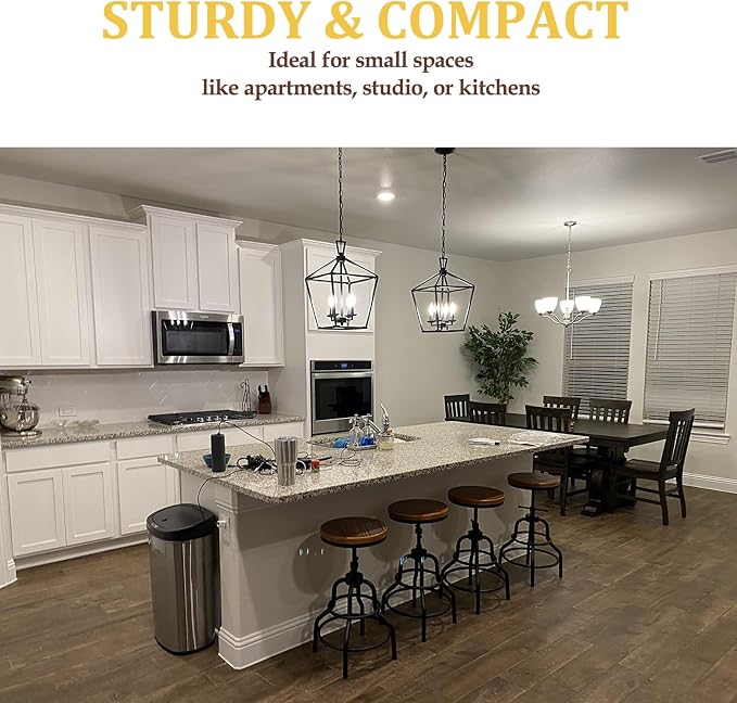 LOKKHAN Vintage Industrial Bar Stool-Rustic Swivel Barstools-Round Wood Metal - Image 10