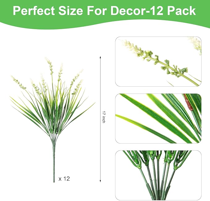 Artificial Faux Plants Flowers for Outdoor Decorations, Fake Monkey Grass for - Image 7