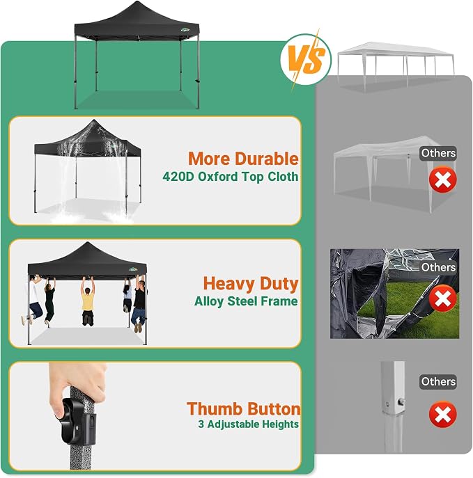 COBIZI 10x10 Heavy Duty Pop Up Canopy Tent - Image 7