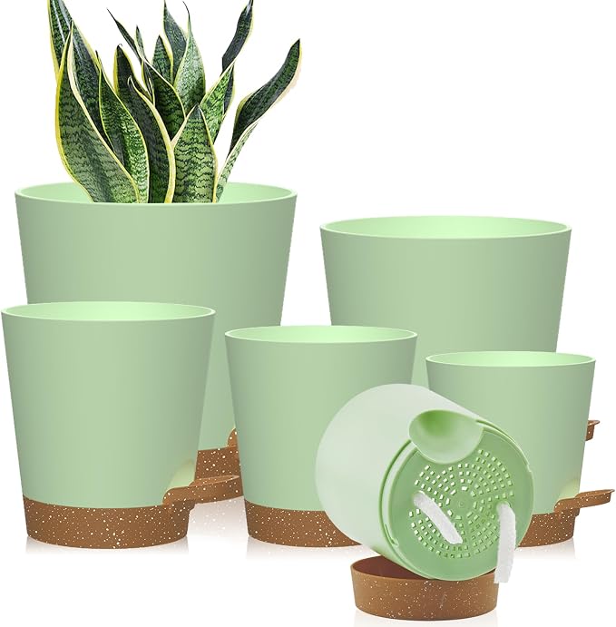 Self Watering Pots, 7/6.5/6/5.5/5/4 inch Flower Pots by Unknown