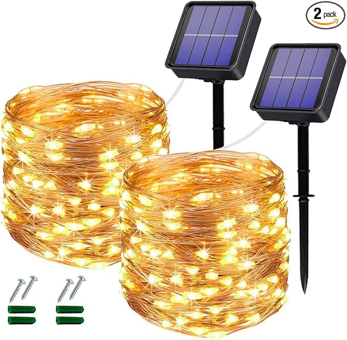 Lezonic Solar Fairy Lights, 2 Pack 240 LED Outdoor Waterproof 24M/80Ft 8 Modes by Lezonic