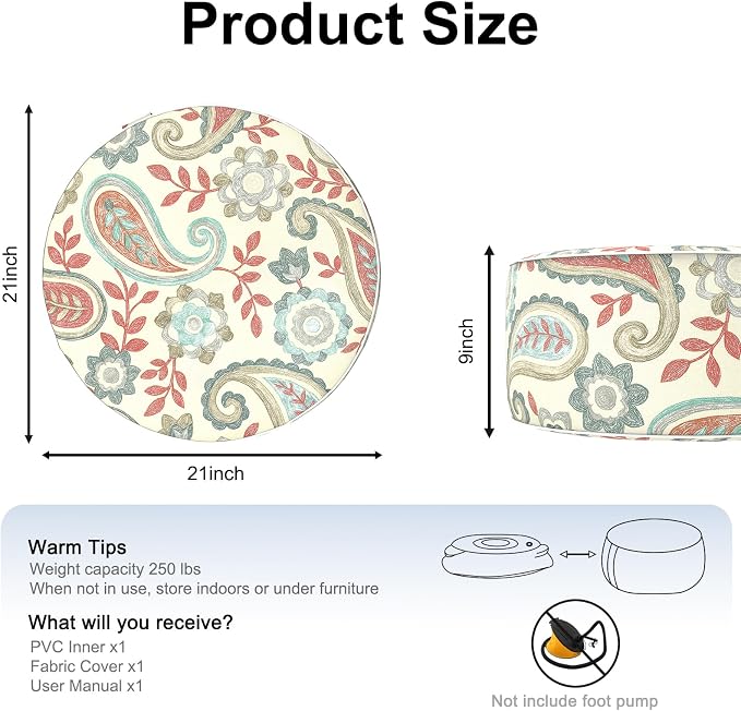 Inflatable Ottoman Stool D21 xH9 - Image 2