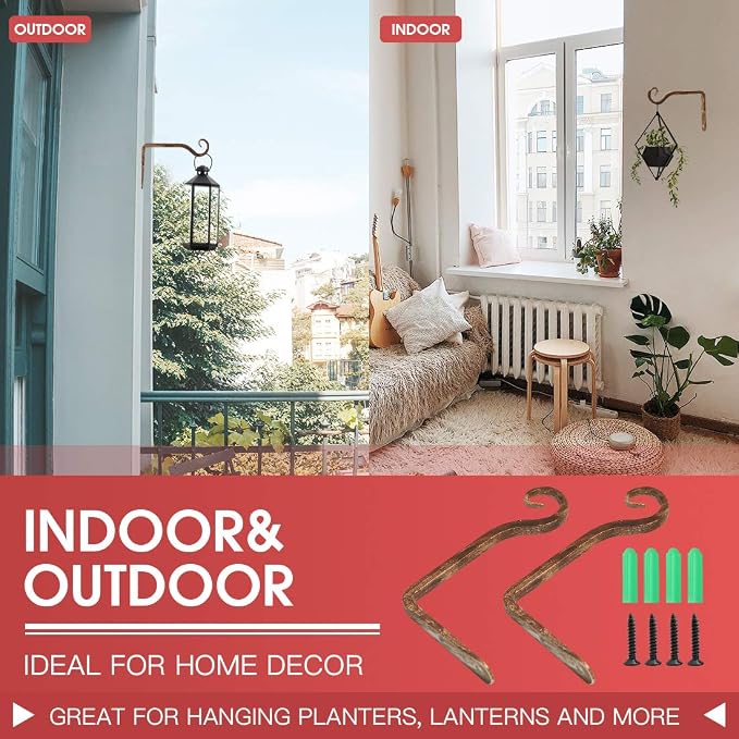 Jardim 2 Pack 6 Inch Premium Decorative Metal Iron Wall Hook, Indoor Outdoor - Image 7