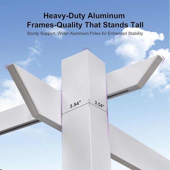 PURPLE LEAF 10' x 13' Aluminum Outdoor Pergola White Retractable Pergola - Image 6