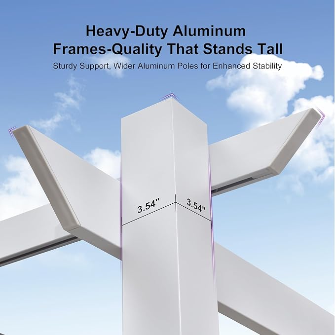 PURPLE LEAF 10' x 10' Aluminum Outdoor Pergola White Wind-Resistant Retractable - Image 6
