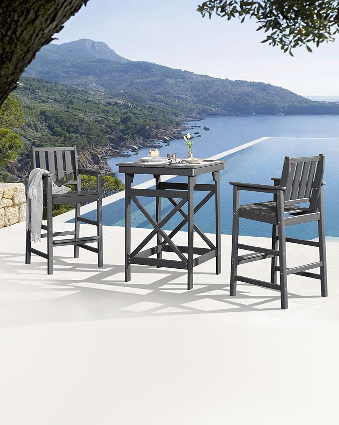 Adirondack Bar Chair Set of 2, HDPE Tall Adirondack Chairs Bar Stools - Image 3